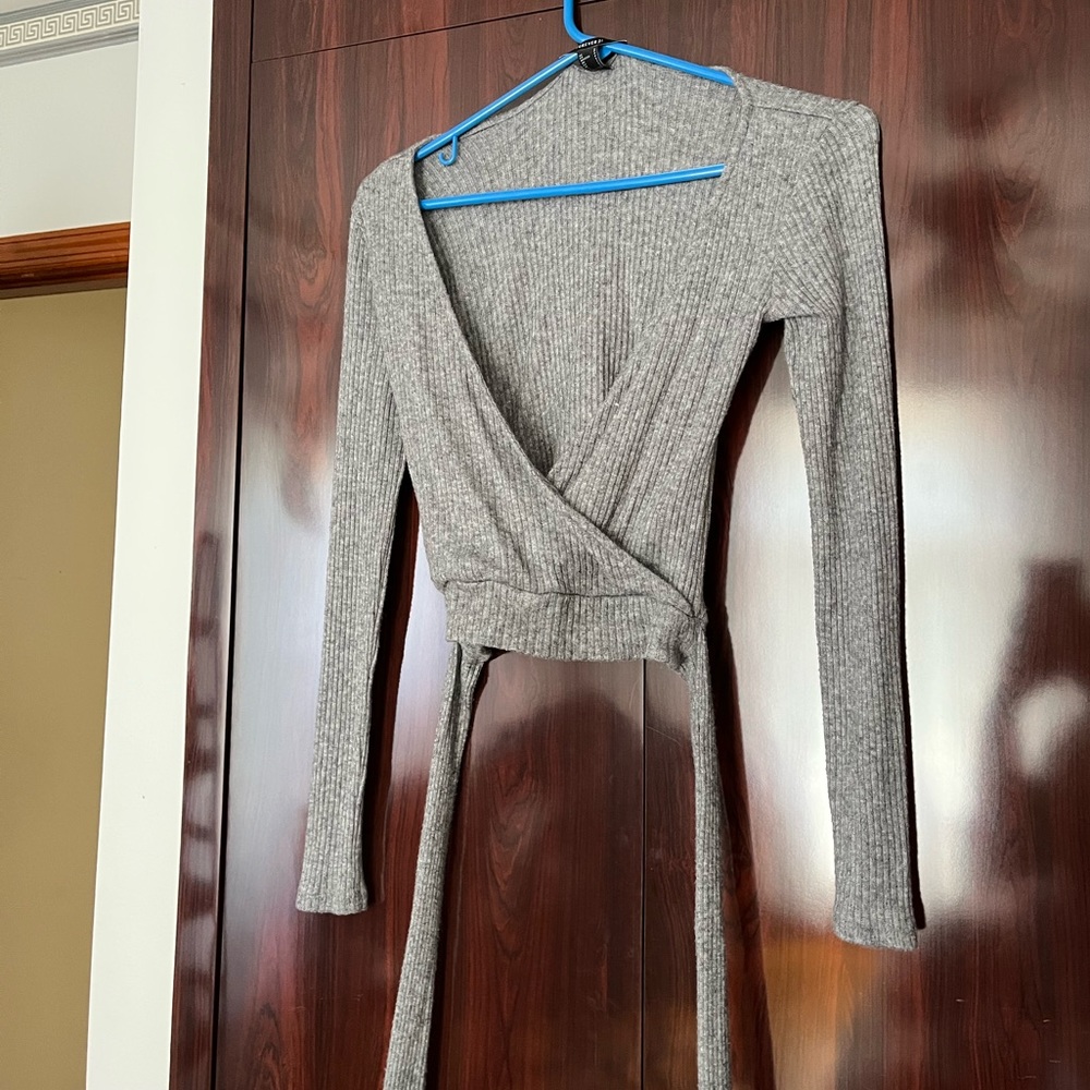 Grey wrap top